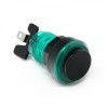 Eclipse Green  LED Arcade Push button - Black Convex Plunger