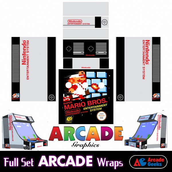 Bartop Arcade Machine Artwork Graphics Full Set – Sticker Graphics – NES