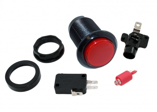 Black Bezel Red LED Arcade Push button